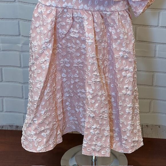 Girls Sz 90 US 18-24 Month Pink Floral Asymmetrical Aline Dress Easter Bridal - Picture 5 of 6